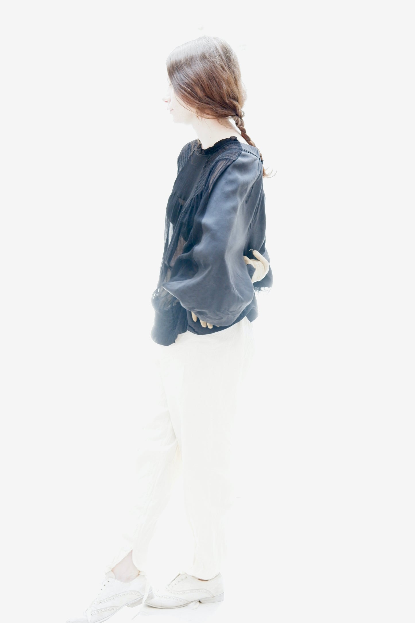 Black '2 sides' top with sheer front