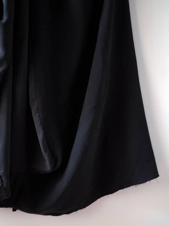 Black patched kimono silk sculptural skirt