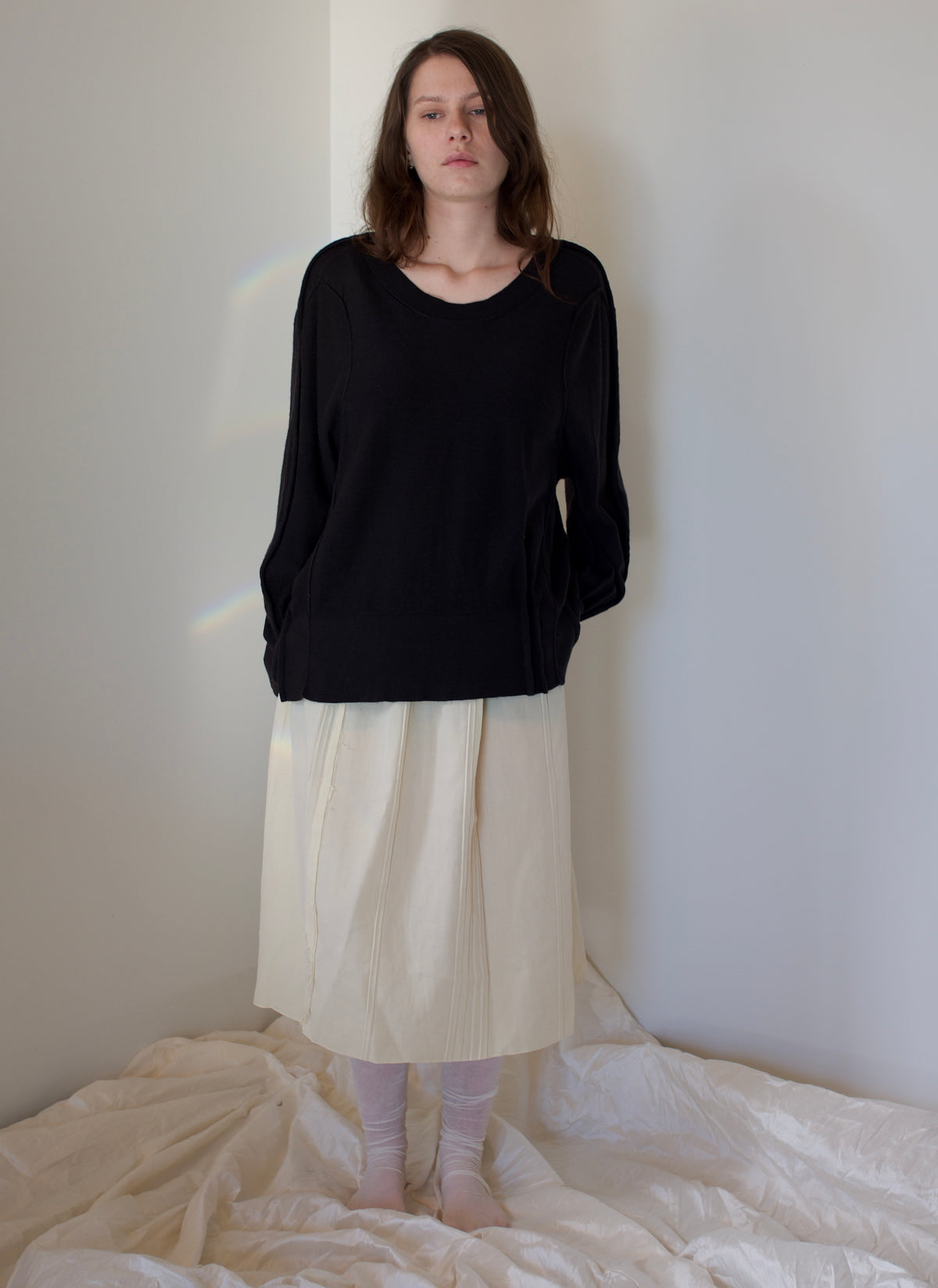 Charcoal ‘2 sides’ merino jumper with darts