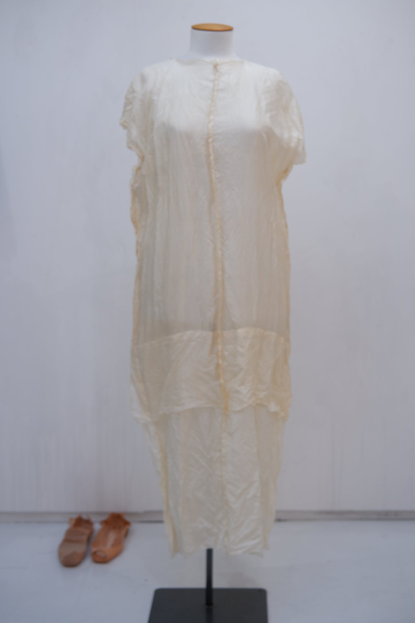 Cream silk sculptural shift dress
