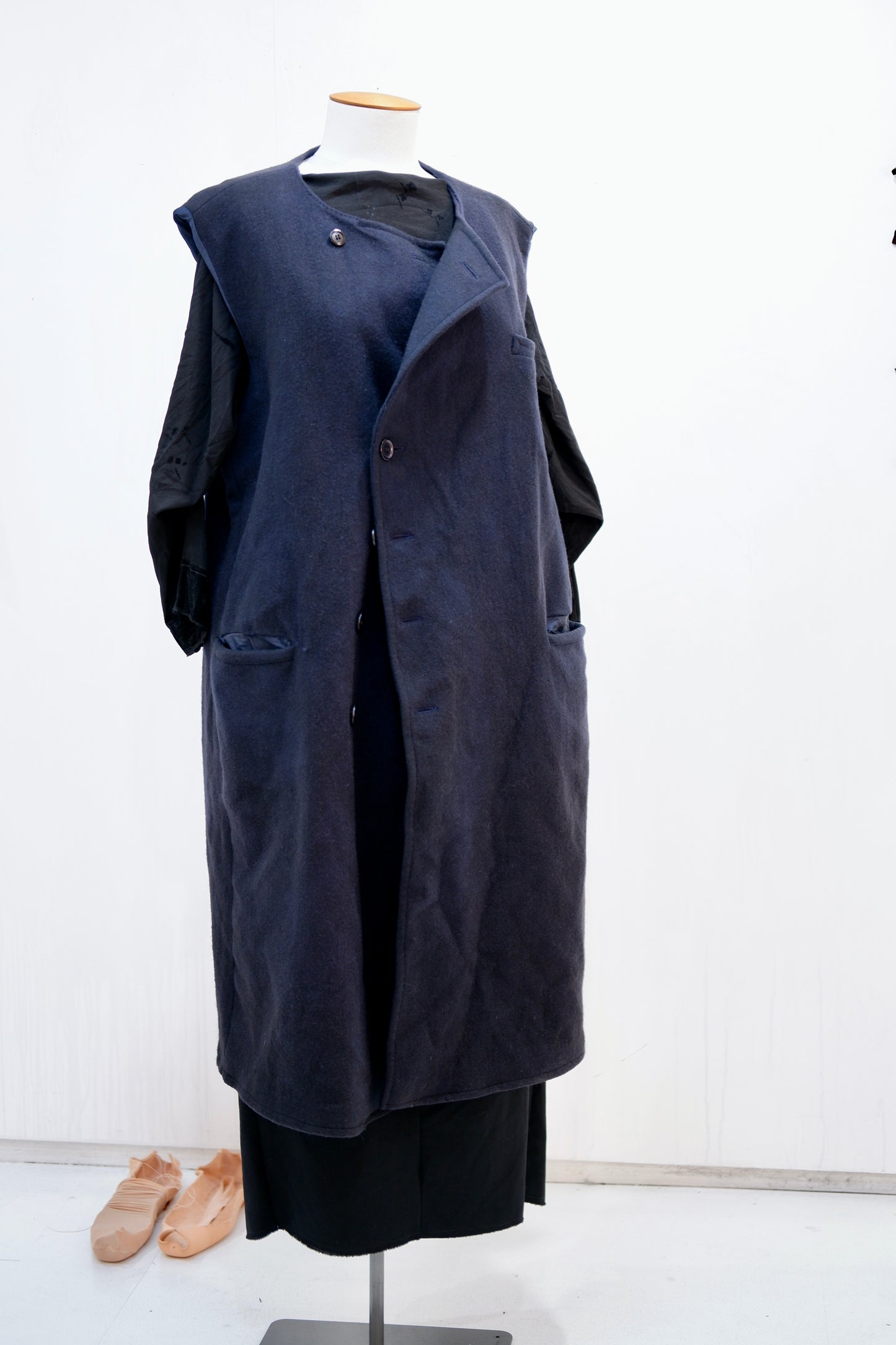 Navy Oversized Sleeveless Coat