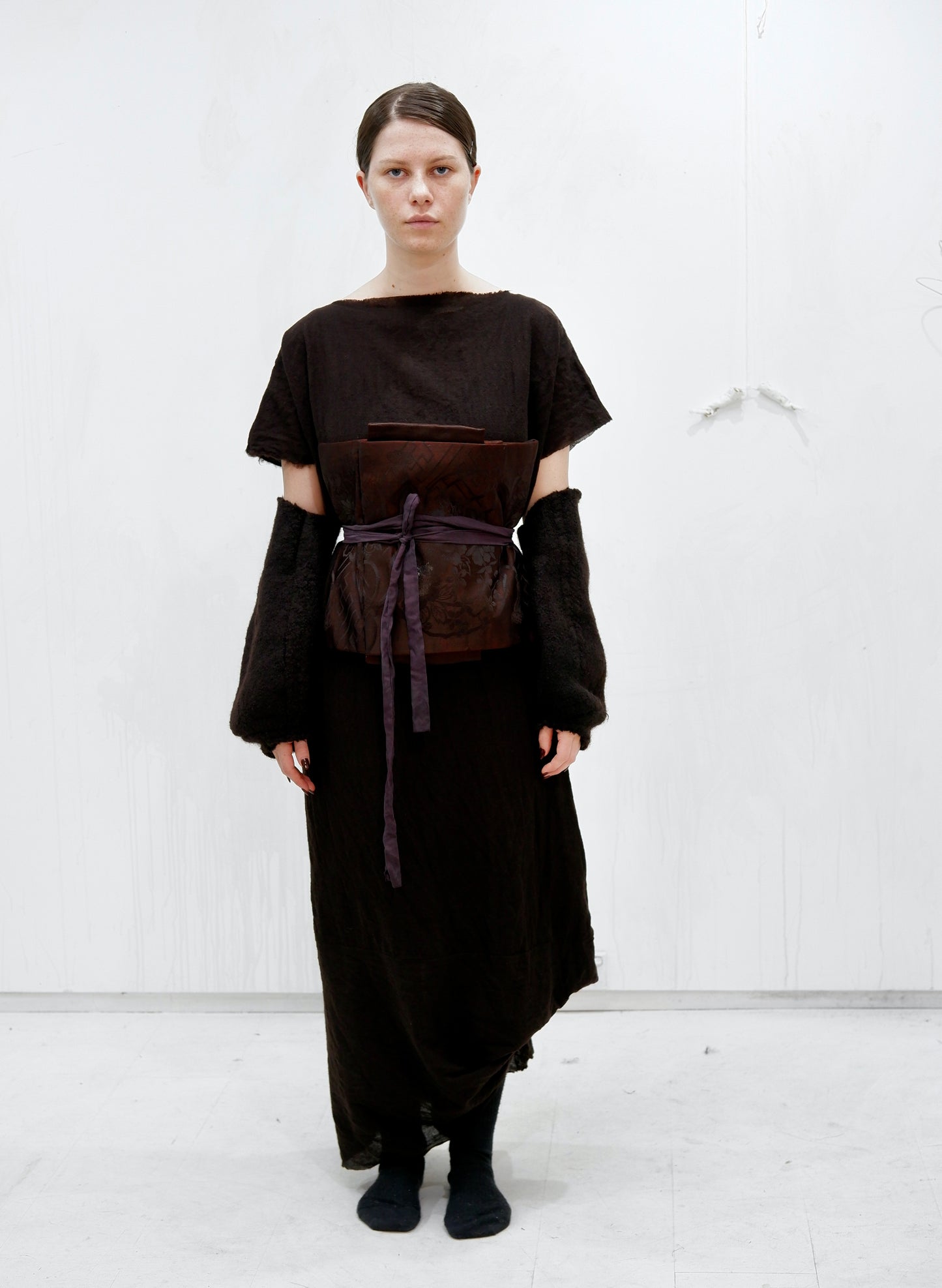 Brown Wool Asymmetrical Shift Dress