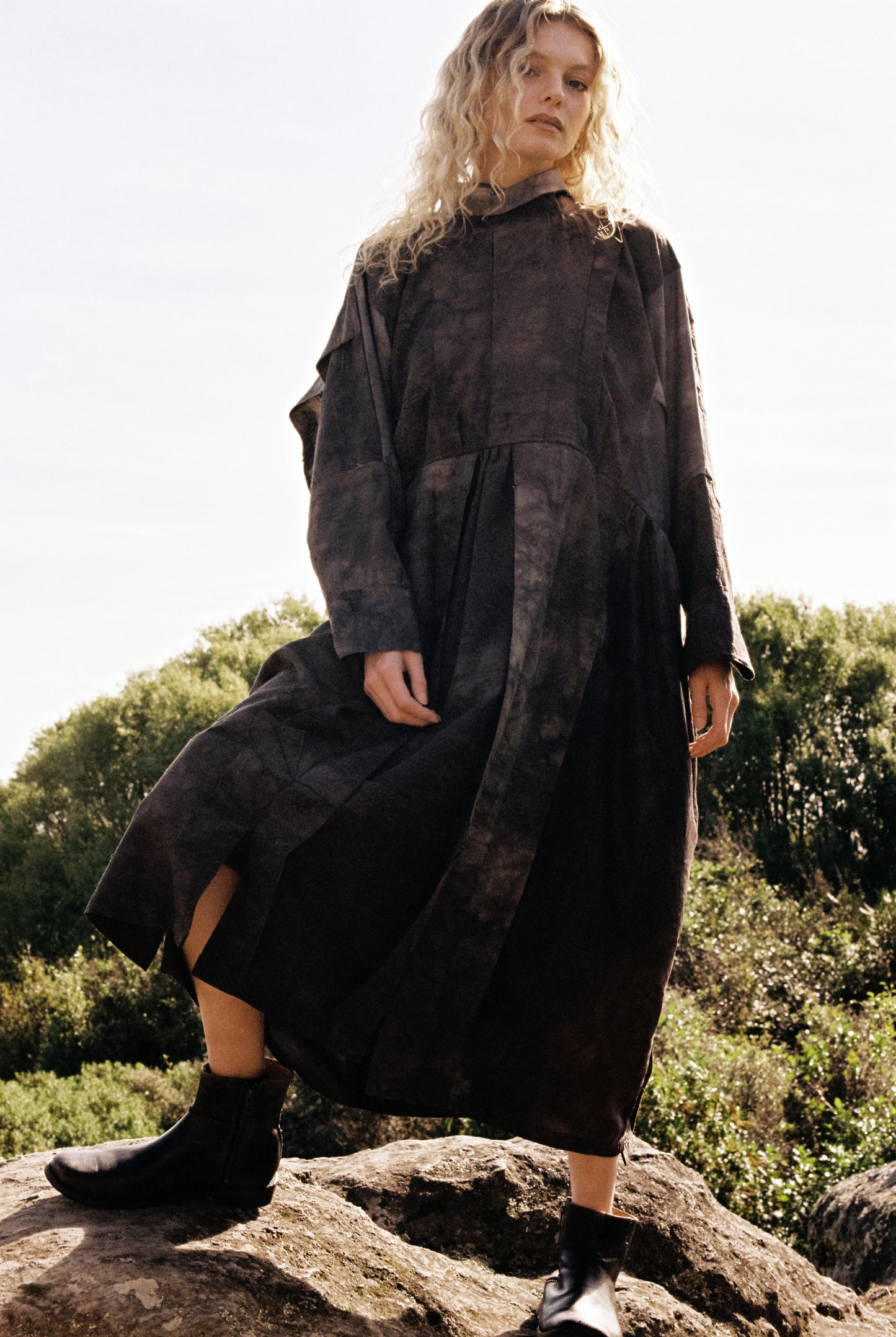 Hand Dyed Vintage Kimono Silk Dress, Ver.1
