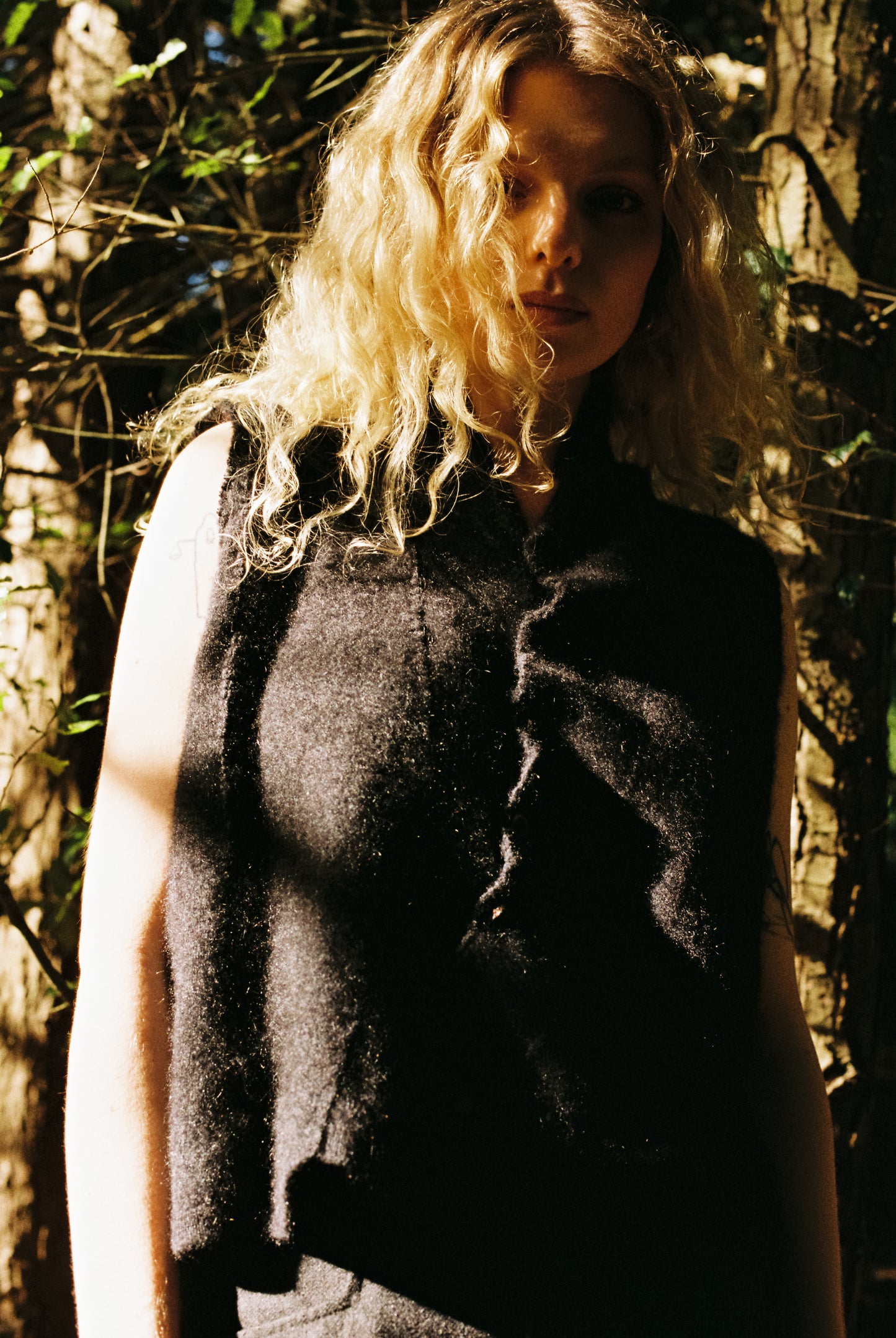 Wool Blend Vest with Fossil Buttons, Ver.2