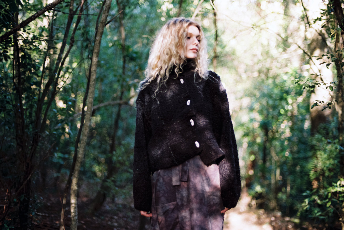 Hand Dyed, Hand Stitch Wool Cardigan