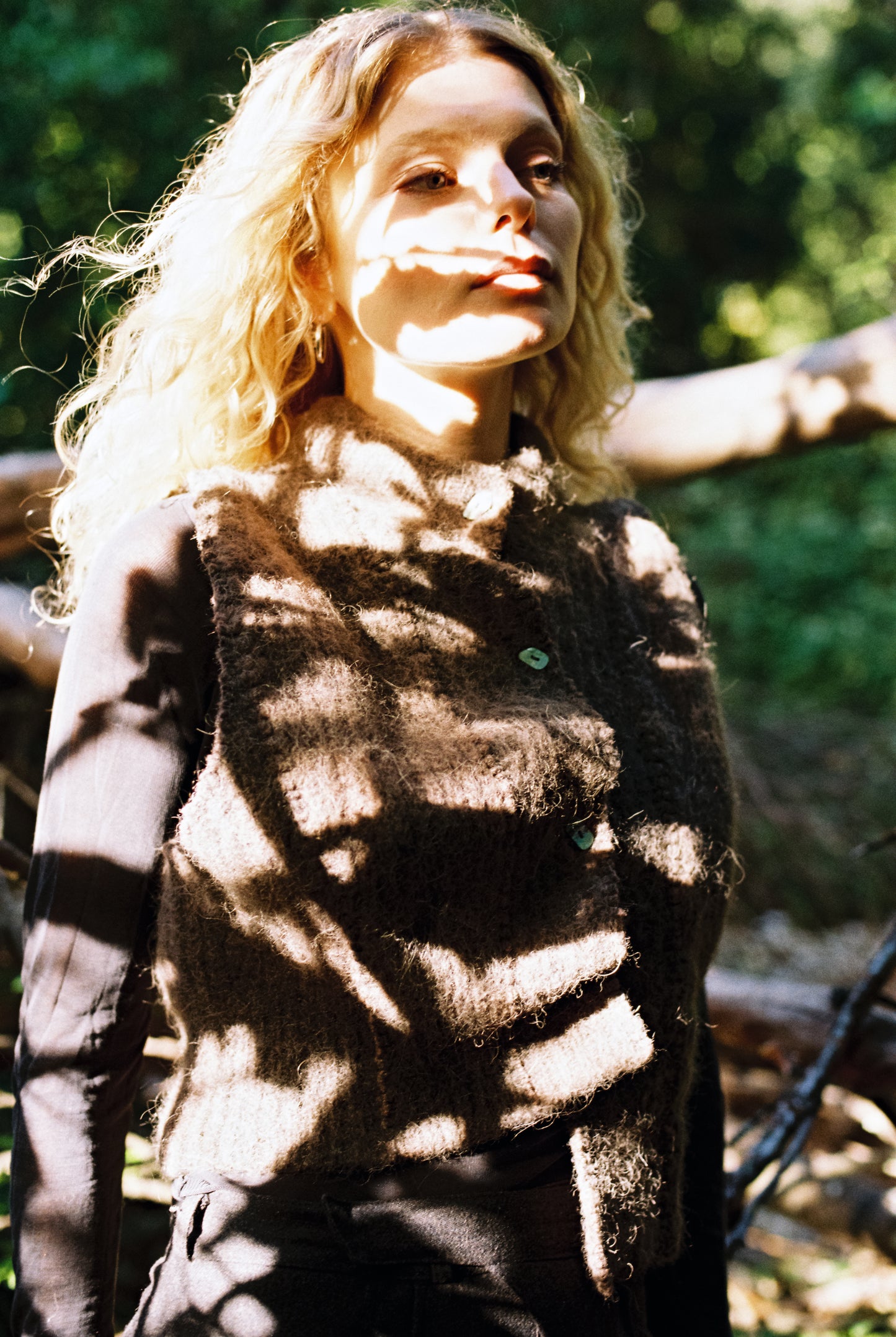 Wool Blend Vest with Paua buttons