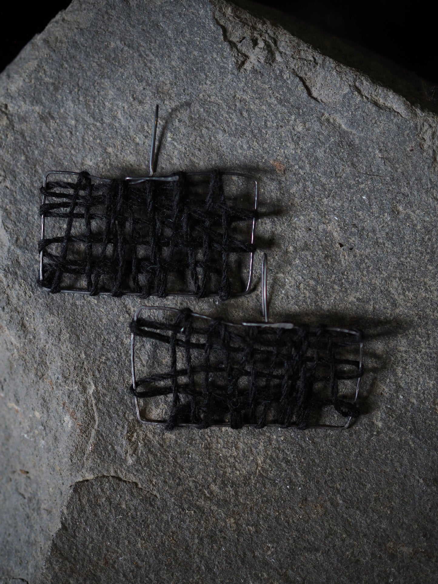 Earrings With Hand-dyed Silk/Wool Yarn