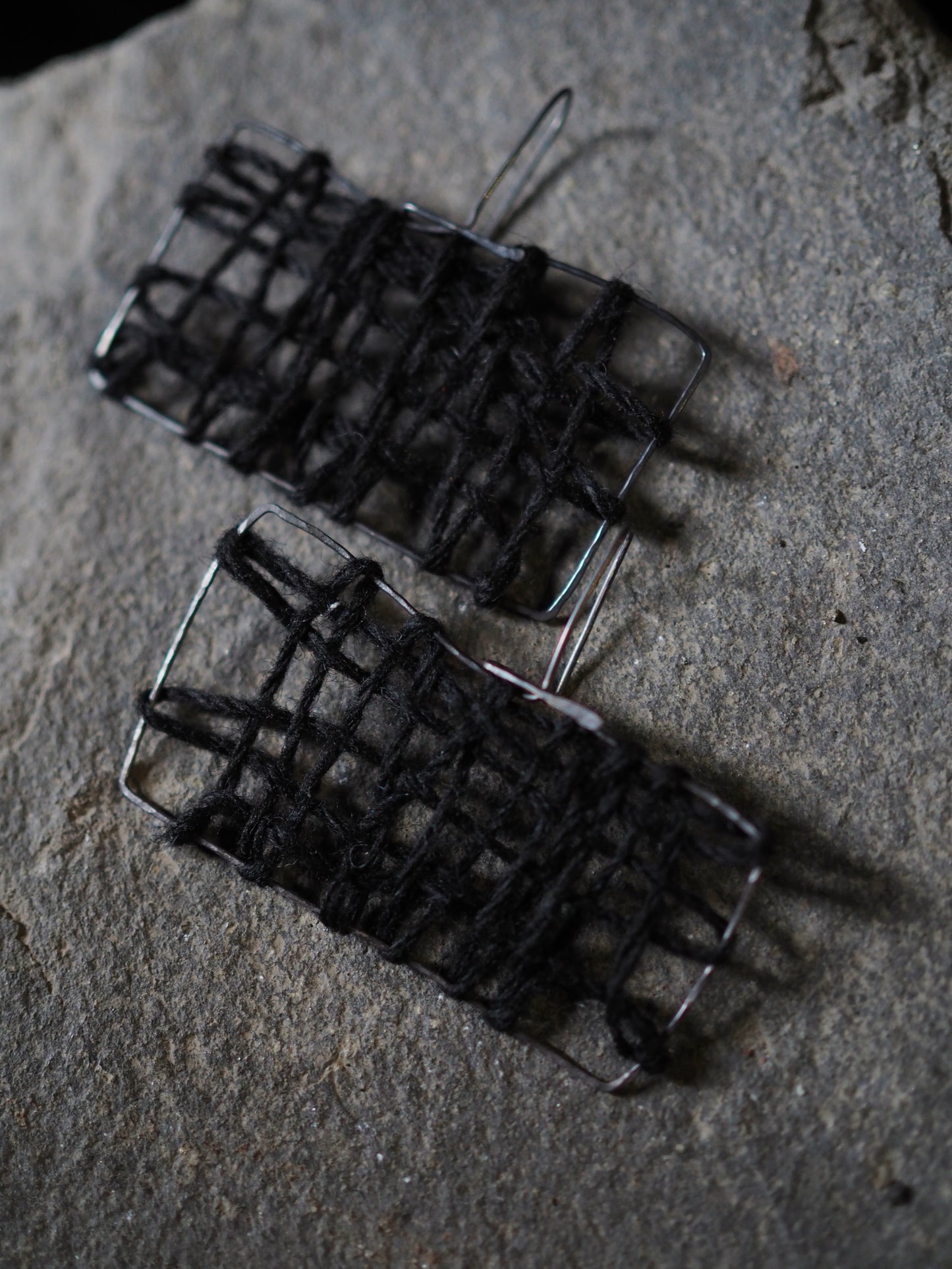 Earrings With Hand-dyed Silk/Wool Yarn