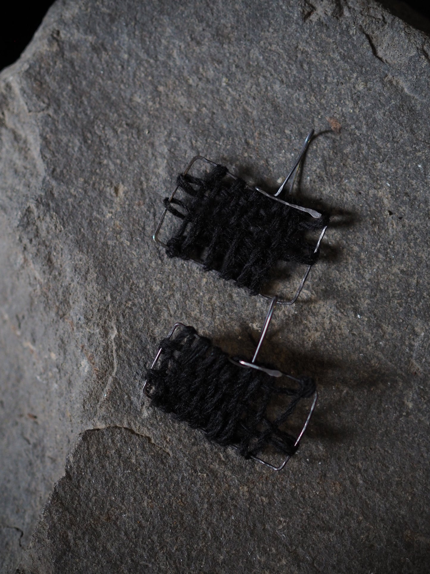 Earrings With Hand-dyed Silk/Wool Yarn