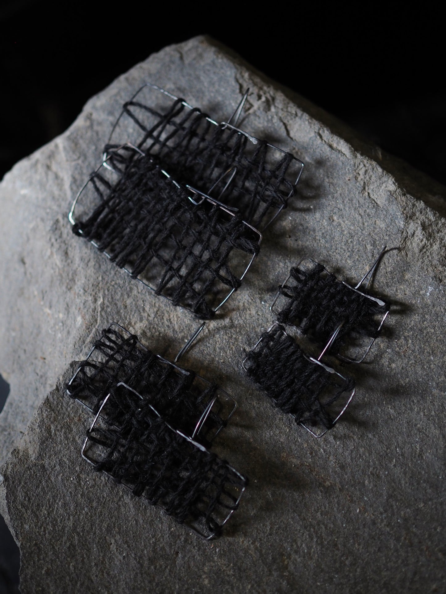 Earrings With Hand-dyed Silk/Wool Yarn