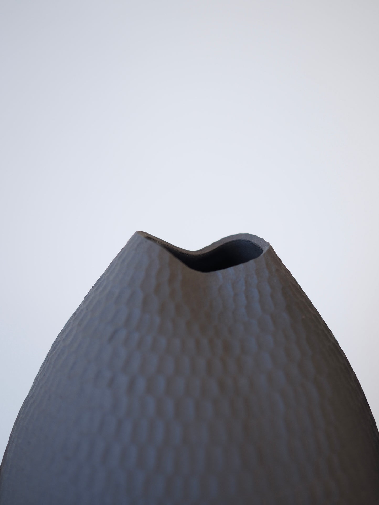 Black Carved Pod Vase / White Carved Pod Vase with Silver Staple