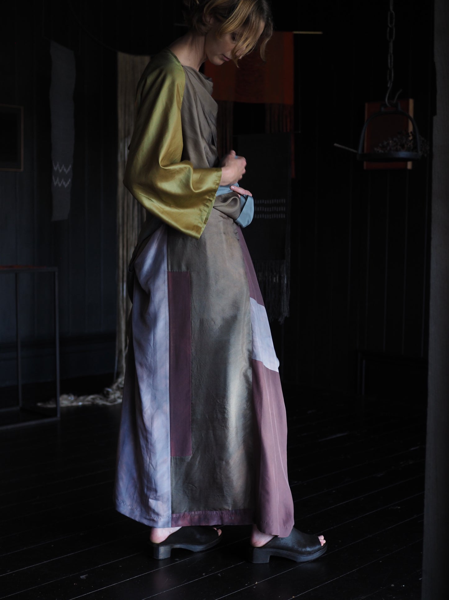 Silk Patched, wrapped Skirt