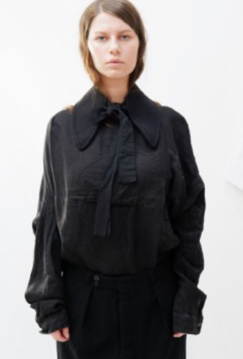 Black linen sideways shirt