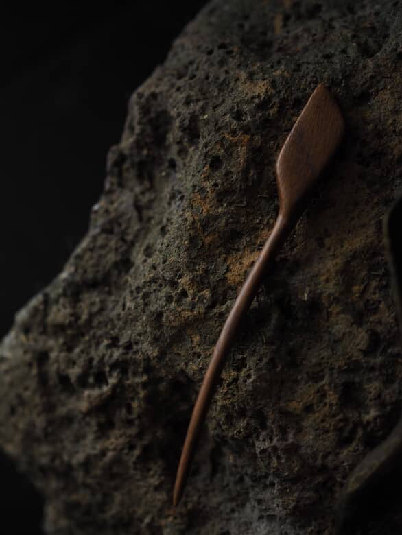 Hand carved houhere wood radar hairpin or Hand carved Kwila shawl pin