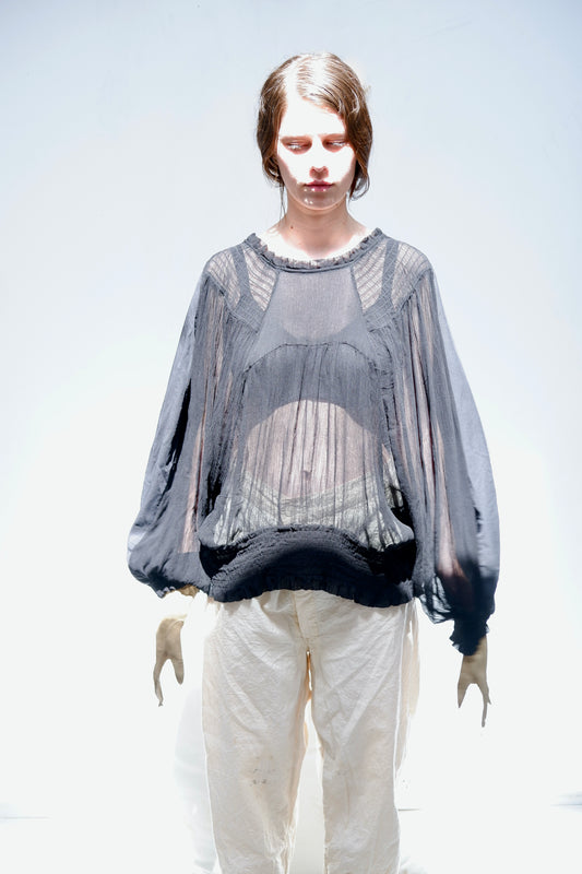 Black '2 sides' top with sheer front