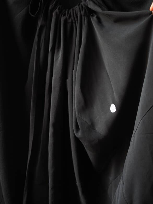 Black patched kimono silk sculptural skirt