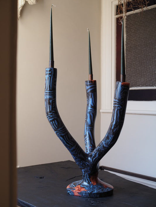 Denim Tortousa Candelabra, 2021 by Ghastly Studios