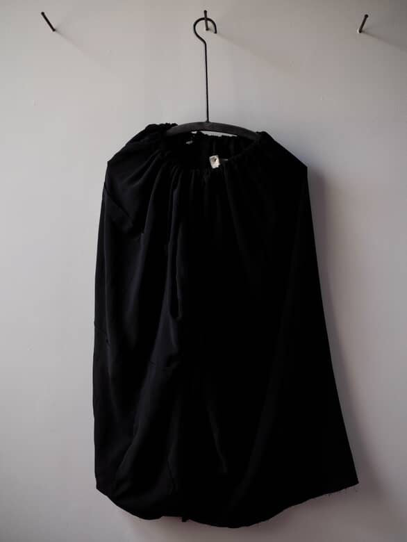Black patched kimono silk sculptural skirt