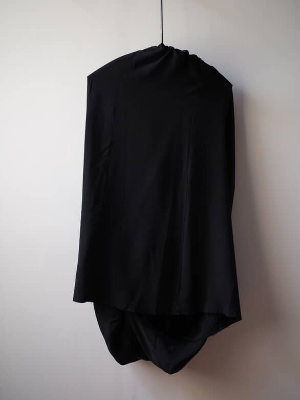 Black patched kimono silk sculptural skirt