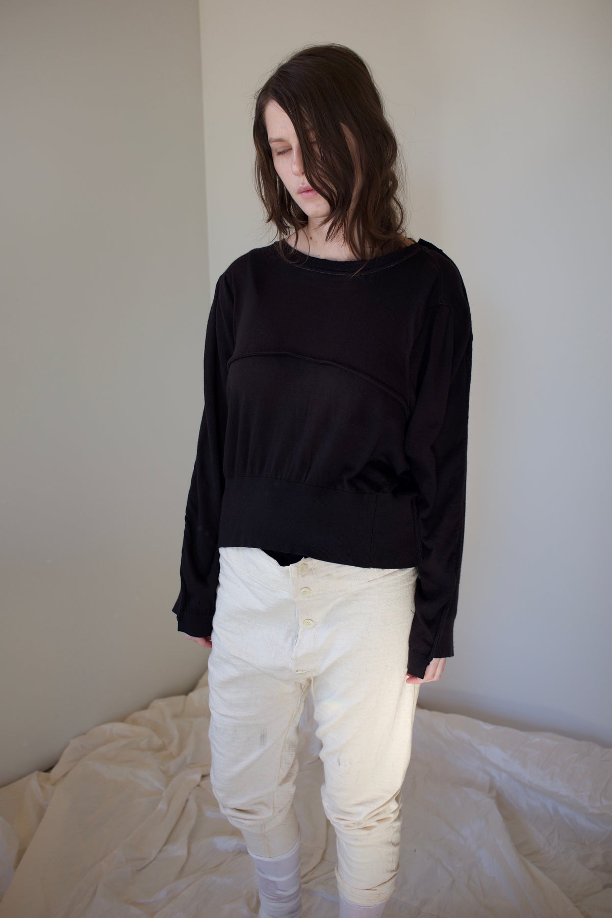 Brown merino ‘2 sides’ cropped jumper