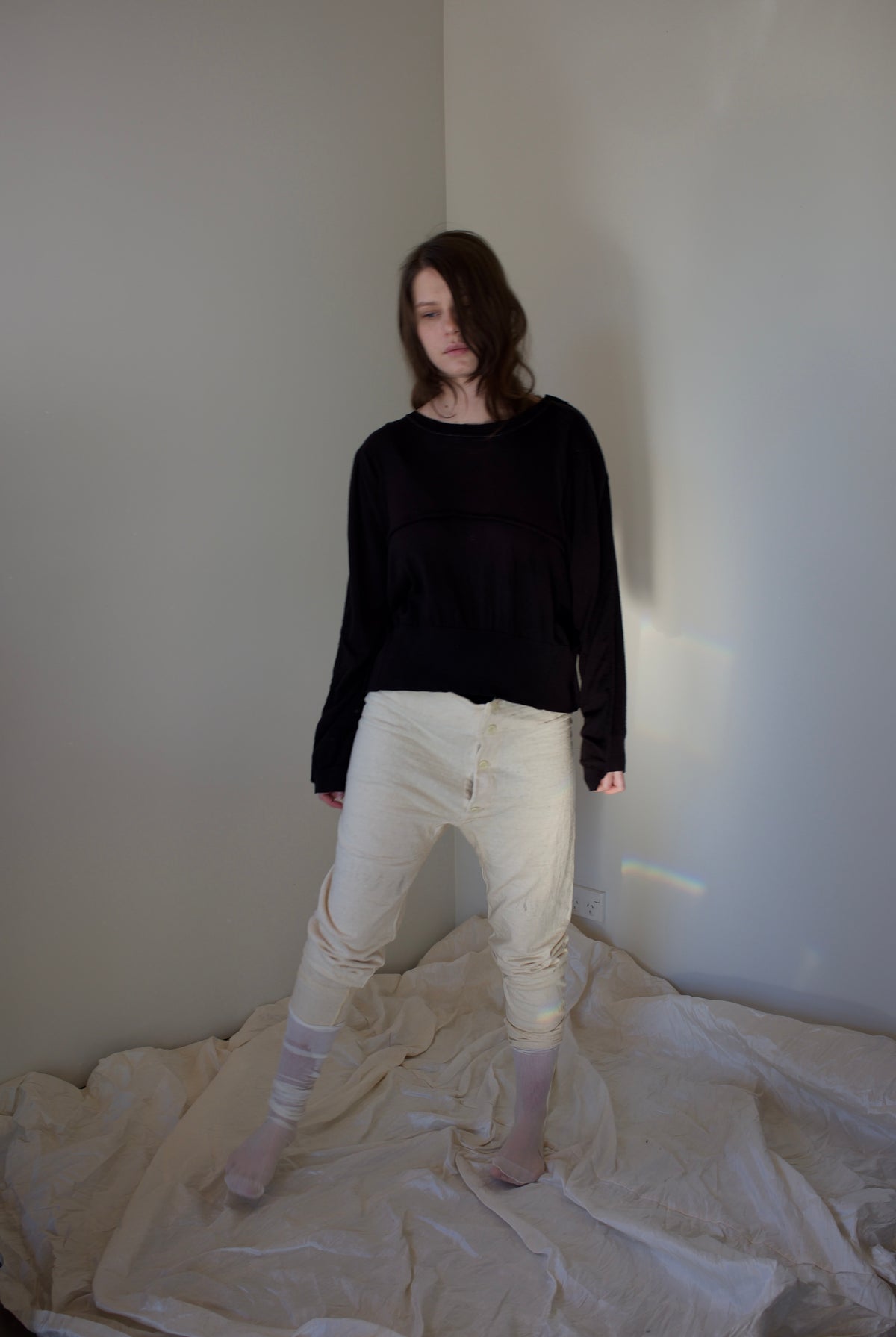Brown merino ‘2 sides’ cropped jumper