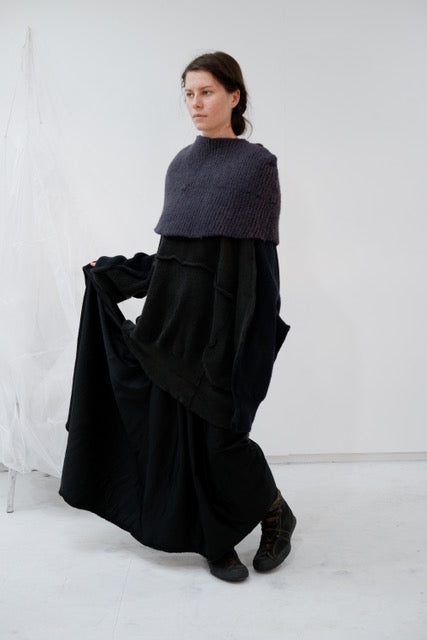 Blue grey thick hand stitched shoulder cape