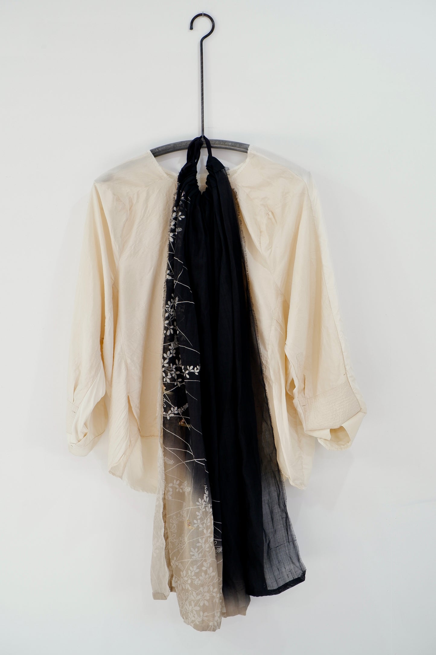 Cream silk '2 sides' L/S top