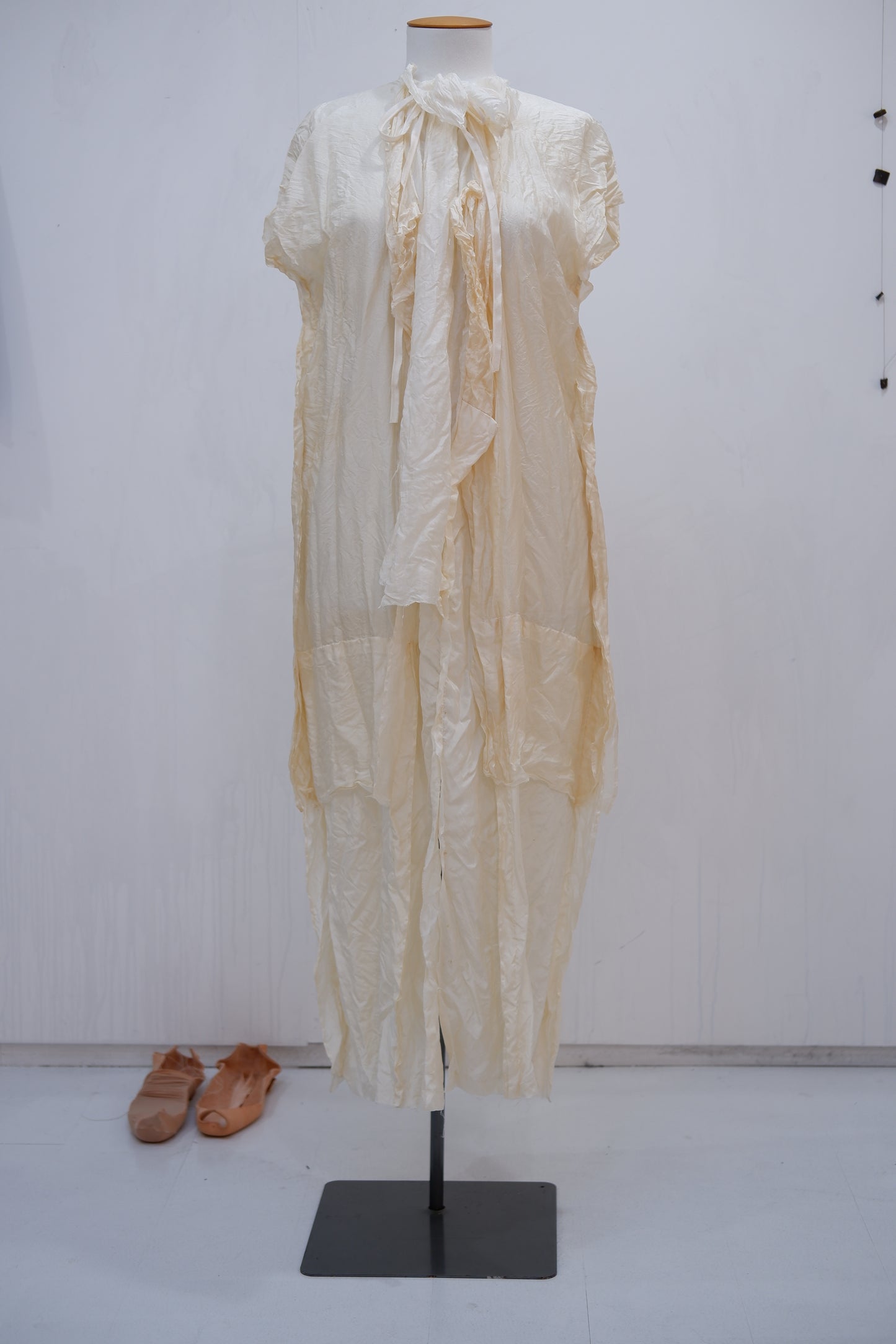 Cream silk sculptural shift dress