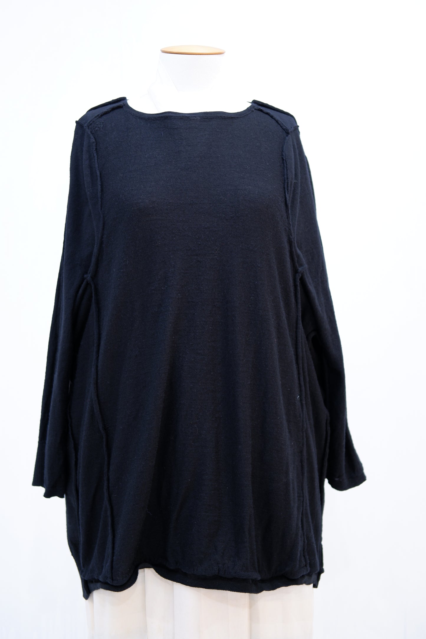 Long black two sides merino jumper