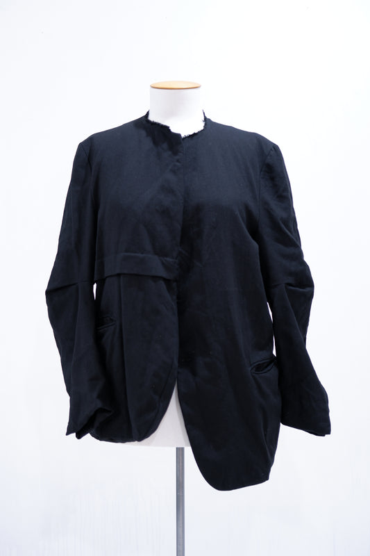 Black deconstructed jacket with waist tuck