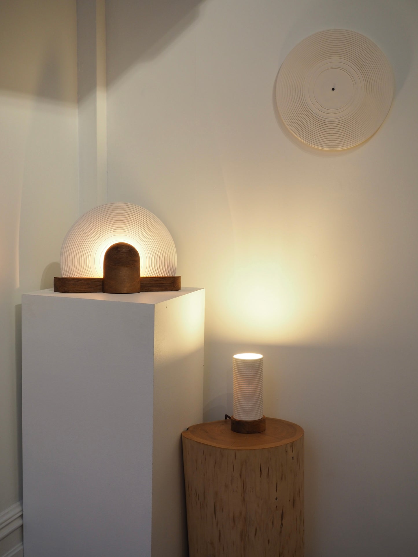 UNGLAZED PORCELAIN RECORD LAMP