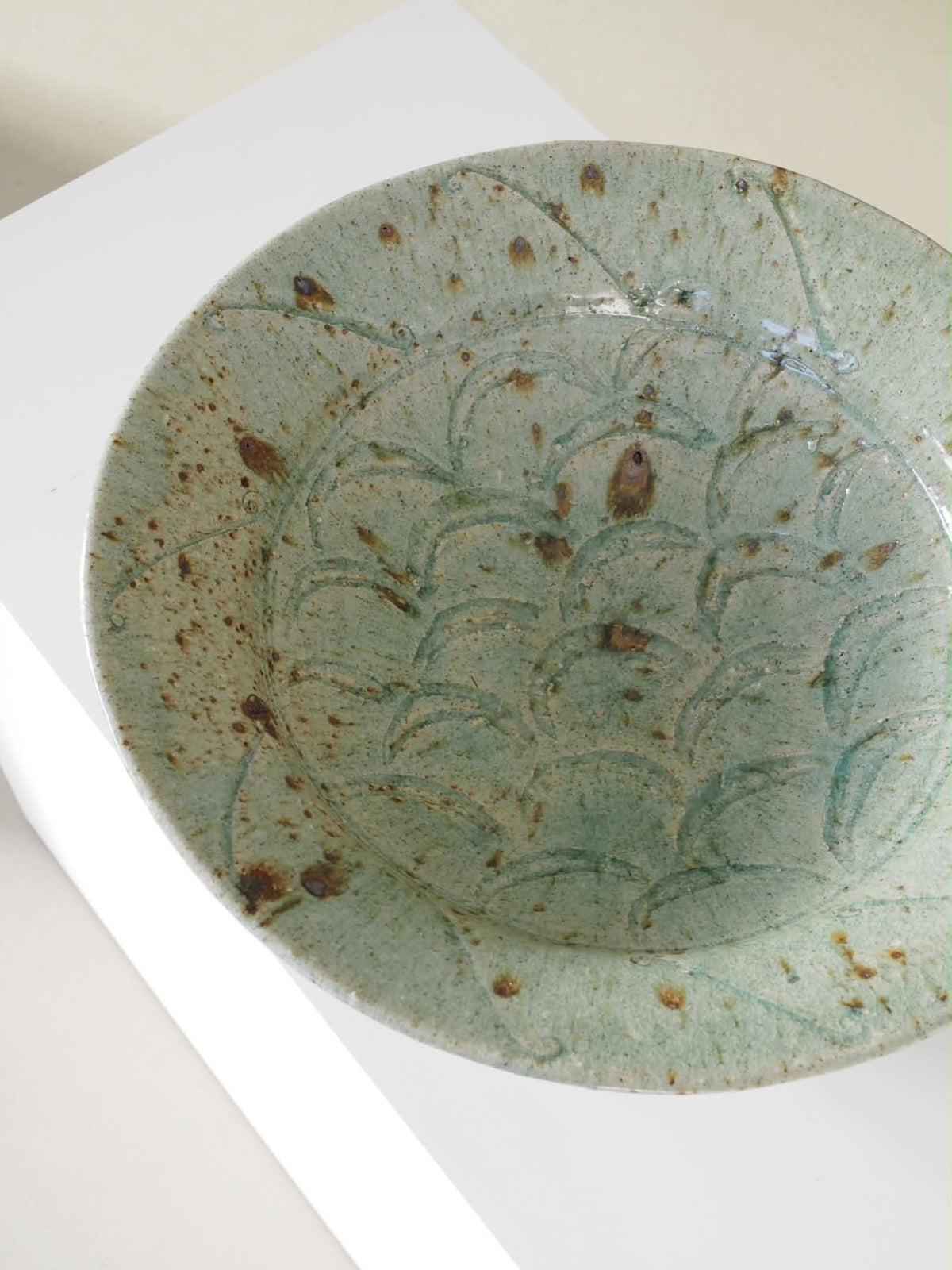 Flat Bowl with Celadon Glaze