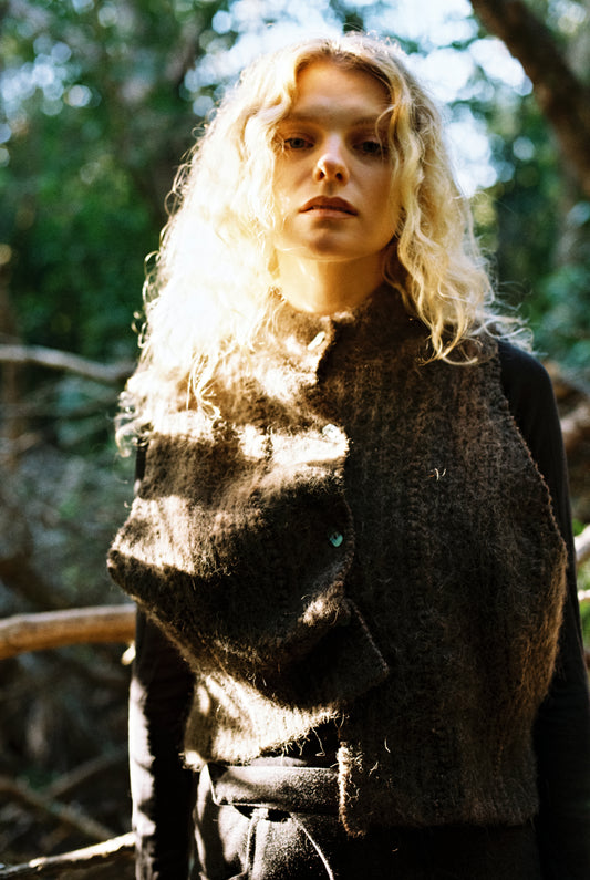 Wool Blend Vest with Paua buttons
