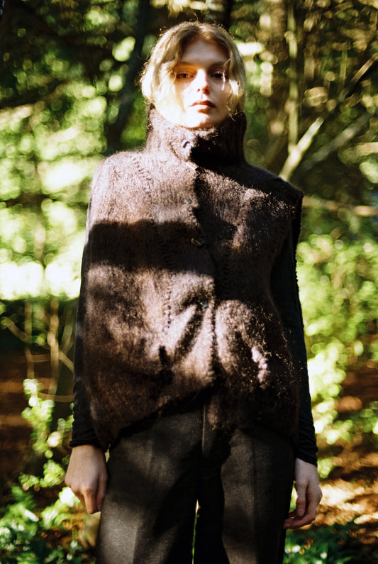 Wool Blend Vest with Fossil Buttons, Ver.1