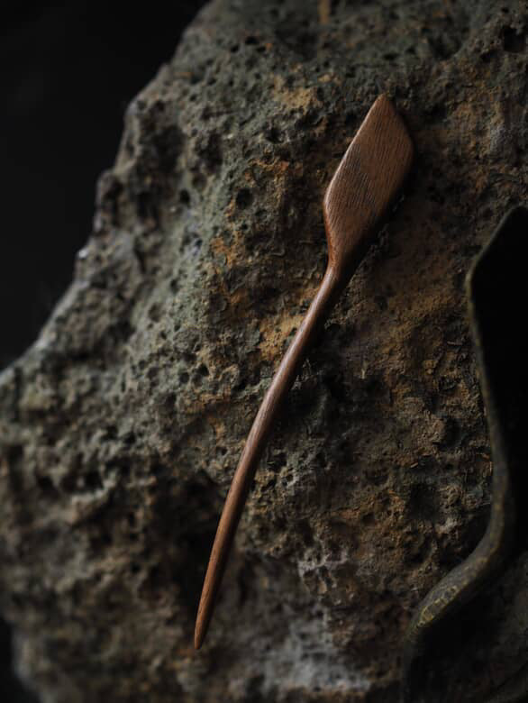 Hand carved houhere wood radar hairpin or Hand carved Kwila shawl pin