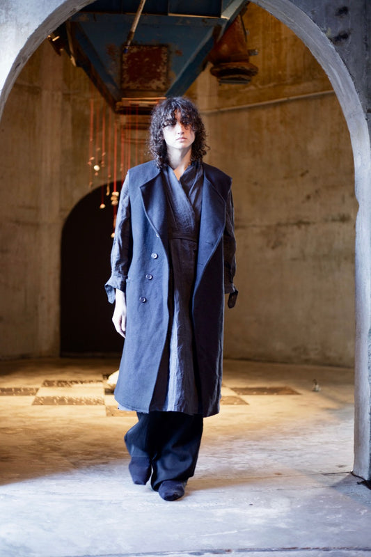 Navy Oversized Sleeveless Coat