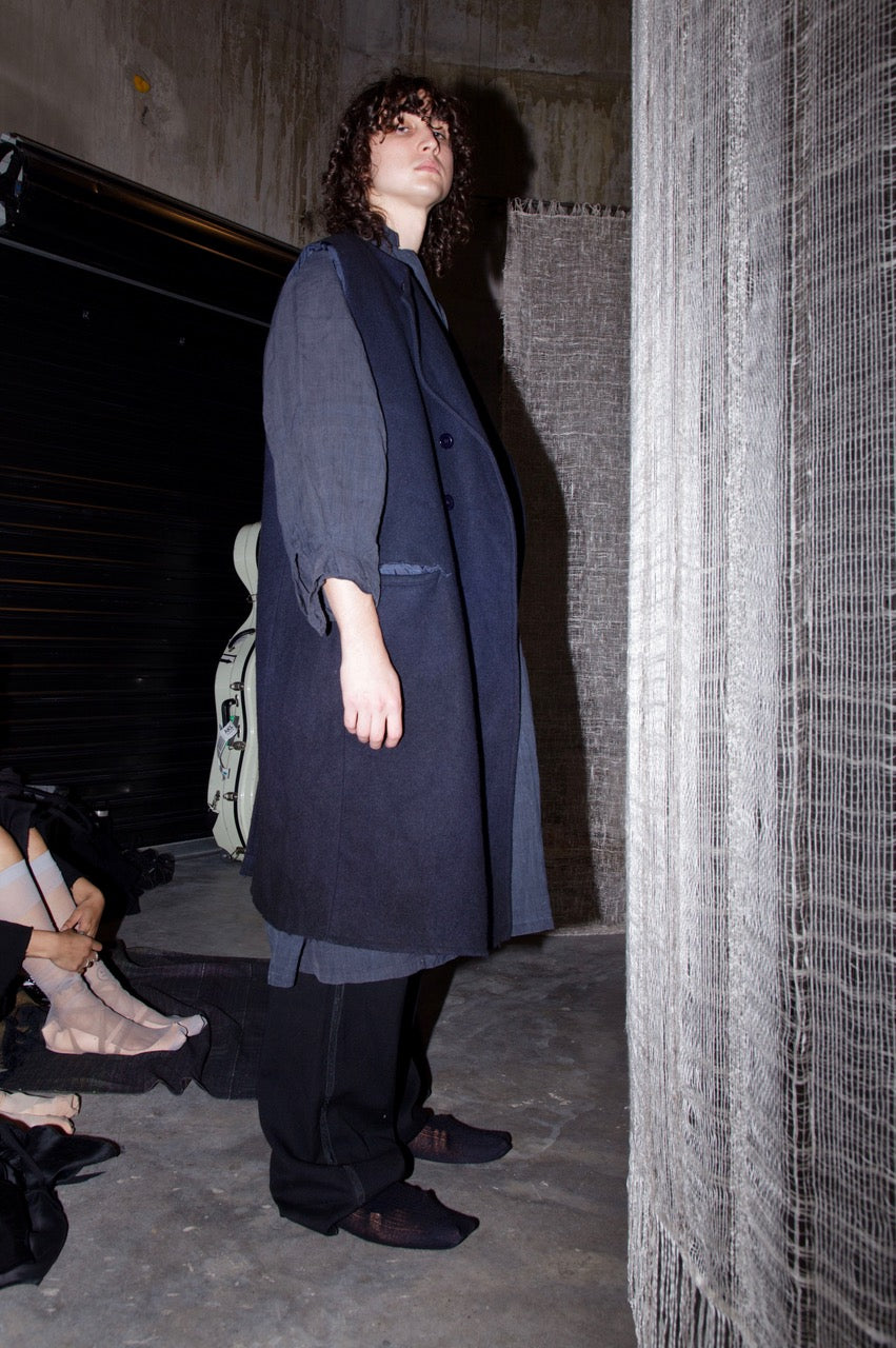 Navy Oversized Sleeveless Coat