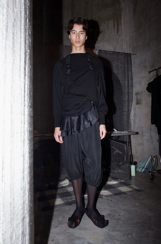 Long black two sides merino jumper