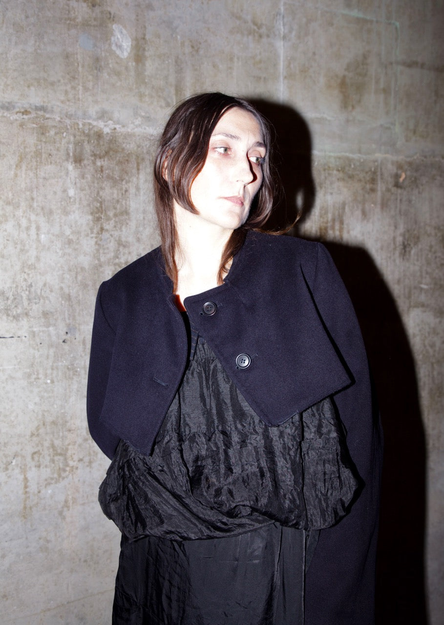 Cropped navy deconstructed jacket