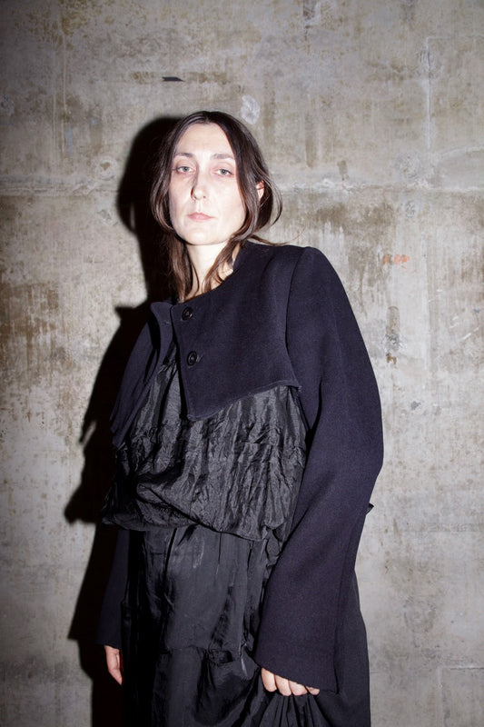 Cropped navy deconstructed jacket