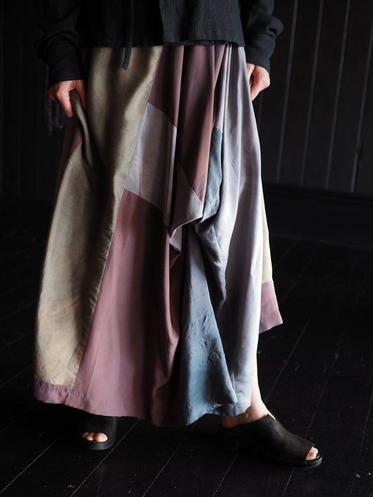 Silk Patched, wrapped Skirt