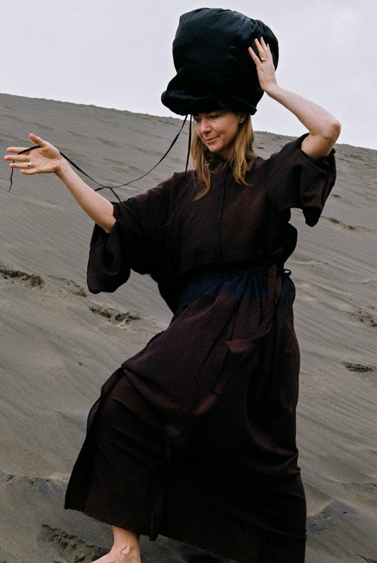 Shibori Silk Asymmetrical Skirt