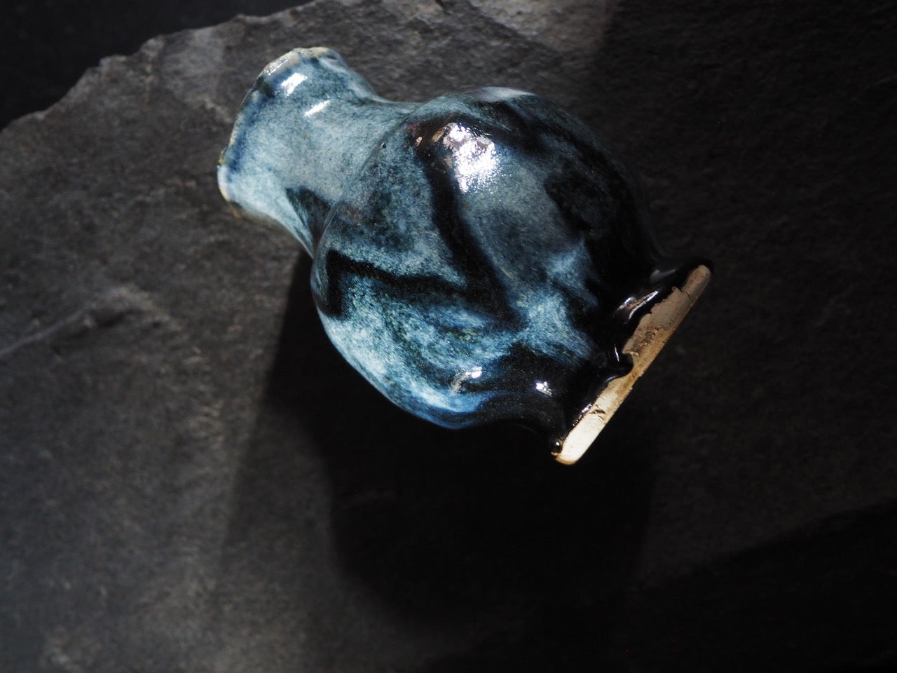 Blueberry Vase with Cobalt Running Glaze