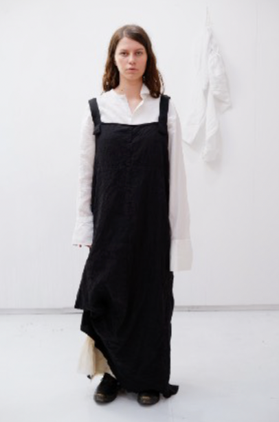 Charcoal kimono silk pinafore dress