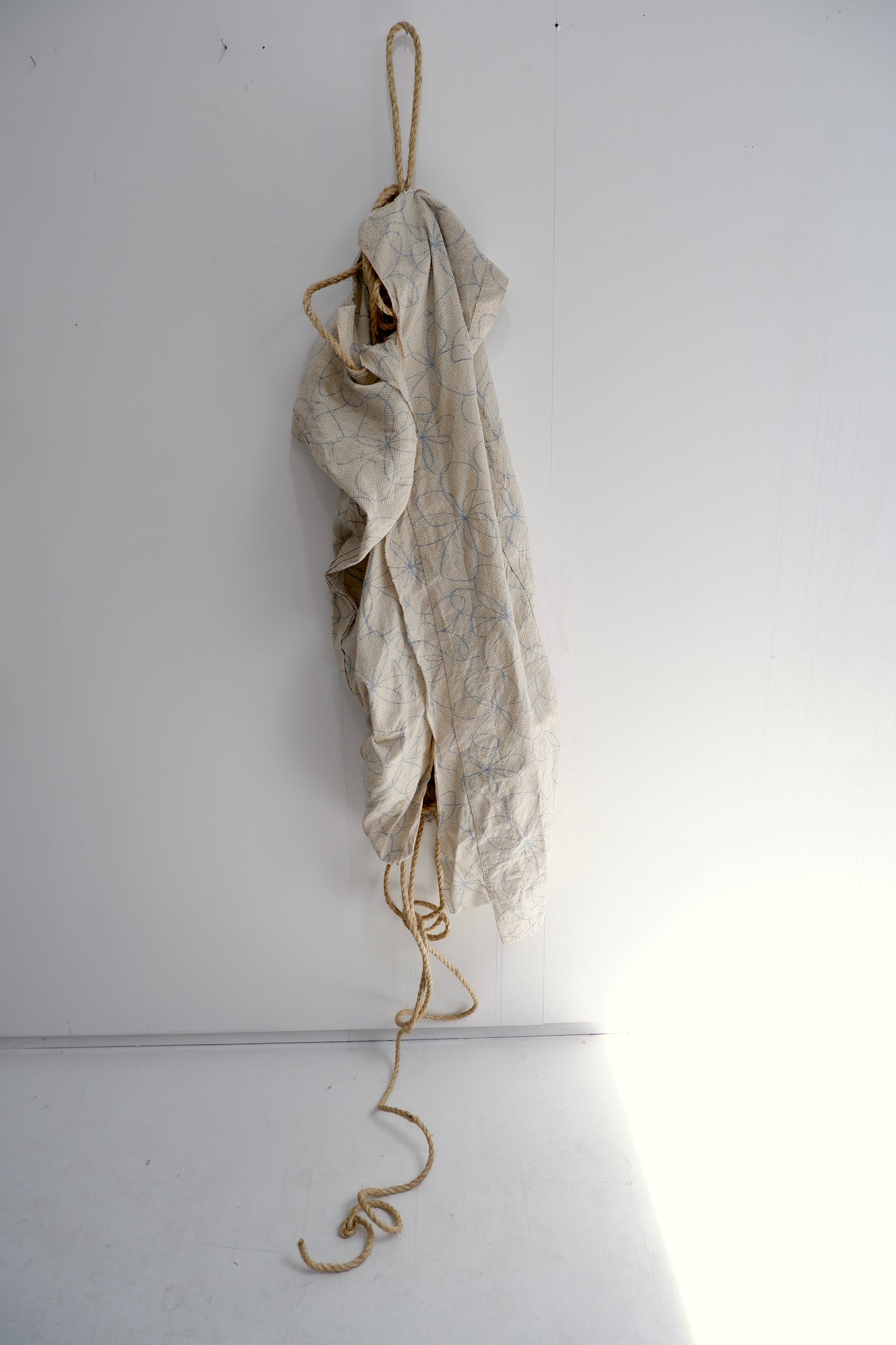 Asymmetrical creamy kimono shift dress or Navy cropped sailor’s jacket w. raw edges