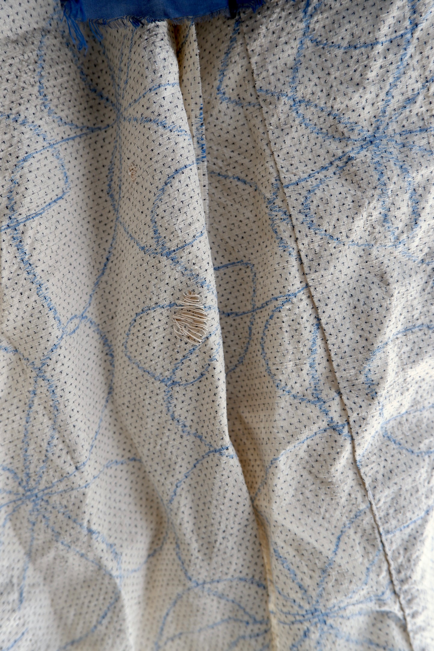 Asymmetrical creamy kimono shift dress or Navy cropped sailor’s jacket w. raw edges