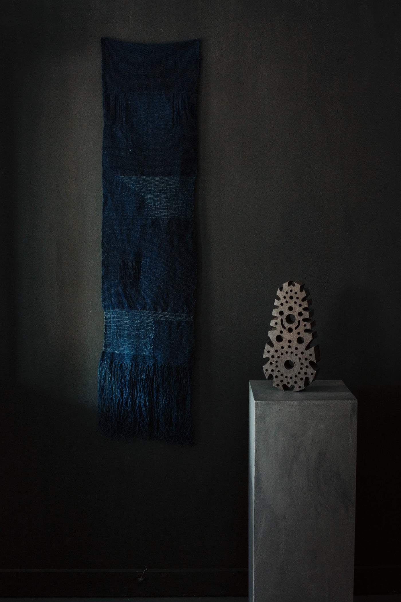 Hand-Dyed Linen / Wool Indigo Tapestry